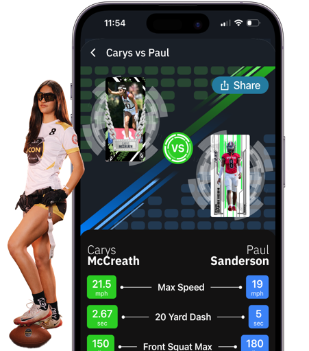Carys McCreath with BreakAway app comparison screen