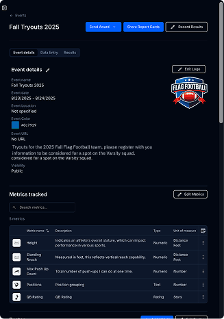 Flag football tournament on iPad